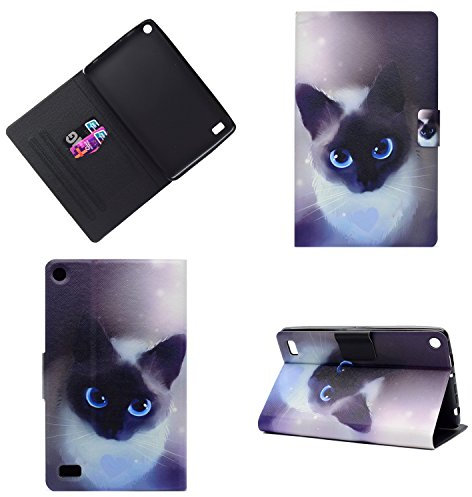 Tableta Kindle Fire 7 (9ª generación, versión 2019) Estuche Delgado de Cuero de PU de la PU con activación/suspensión automática para la Tableta Amazon Fire 7 (7ª generación versión 2017)-Gato