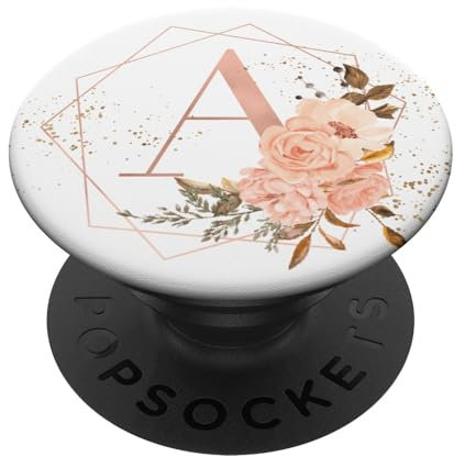 Rose Pfirsich Rosa Blumen Aquarell Geschenk Buchstabe A PopSockets PopGrip: Ausziehbarer Sockel und Griff für Handys/Tablets mit Tauschbarem Top