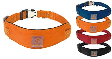 MICHUR Bruno HUNDEHALSBAND Orange, Nylon Hundehalsband, Halsband für Hunde, Neon Orange, Neopren Polsterung, reflektierende Linien, verstellbar, in 3 Größen und die passende Leine erhältlich