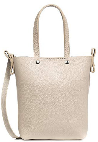 FIRENZE ARTEGIANI Damen Umhängetasche, Echtleder, Italien, Hellbeige, Utility, 17 x 5 x 19 cm