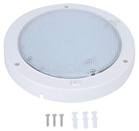 Akozon Deckenleuchte, 42 LEDs, 12 V, 9 W, 840 lm, rund, hohe Helligkeit, für Auto, Boot, Haus (warmweiß)