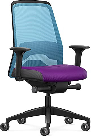 Interstuhl Bürostuhl Every Active Edition – ergonomischer Schreibtisch- und Gaming-Stuhl – Lordosenstütze für gesünderes Sitzen – vereint gesundes und aktives Sitzen (Hellblau | Lila)
