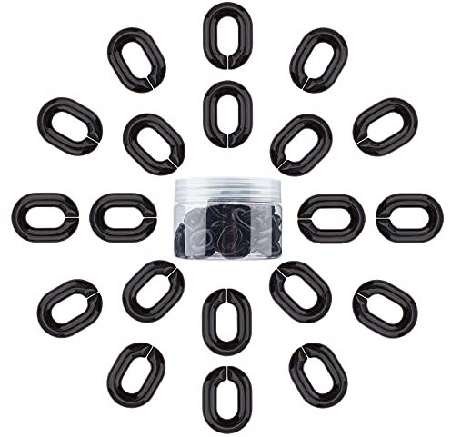 GORGECRAFT 100Pcs Acrylic Chain Links Black C-Clips Hooks Chain Links for Glasses Bags Earring Necklace Jewelry DIY Craft Making