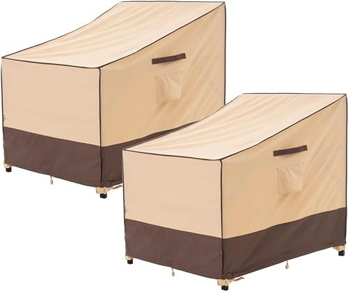 F&J Outdoors Garden Chair Covers Waterproof Rocking Lounge Adirondack Chair Cover UV Resistant Patio Furniture Cover Beige 2Pack 89x99x63.5/89cm