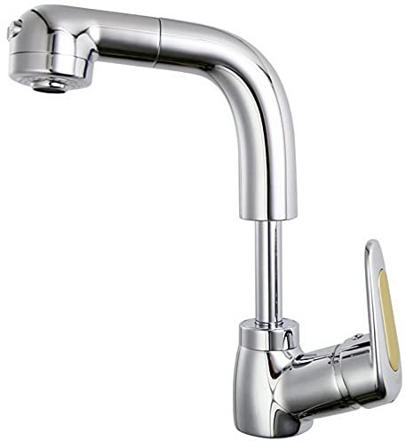 WPHH Rubinetto Bagno Estraibile, Rubinetto Lavabo Girevole A 360° Sollevabile con Spruzzatore Estraibile, Miscelatore Monocomando per Lavabo Caldo E Freddo con Bocca Girevole A 360°,Cromo