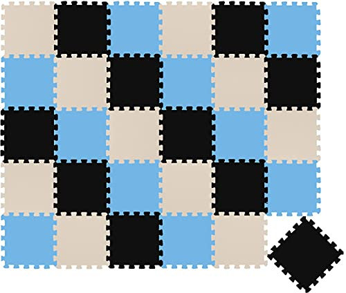 LittleTom 27 Teile Spielmatte Baby Puzzlematte ab Null - 30 x 30 cm Krabbelmatte Bodenmatte Kinder - Puzzle Teppich Kinderzimmer Matte - Outdoor Bodenschutzmatte Spielteppich Eva Schaumstoff Isomatte