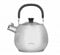 VIALLI DESIGN Wasserkocher mit Pfeife, Edelstahl 18/10, Fassungsvermögen: 2,5 L, Klappbarer Bakelitgriff, für Gas- und Induktionskochfelder, zum Kochen von Wasser, Hitzebeständig, Stahl Matt
