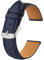 BISONSTRAP Bracelets de Montres en Cuir Texturé, Remplacement Dégagement Rapide pour Femme Homme, 20mm, Bleu Foncé, Boucle Argentée