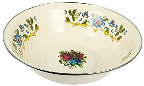 Cabilock Camping Accessories White Fruit Bowl Kitchen Enamel Bowl Dough Making Basin Enamelware Salad Bowl Large Chinese Vintage Enameled Basin Enamel Soup Basin Round Serving Platter Home Decor