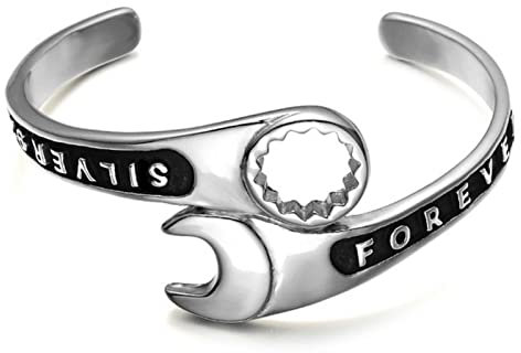 Mode Persönlichkeit Retro Englisch Schraubenschlüssel Armband Offene Männer Rock Punk Titan Stahl Armband Schmuck Geschenk