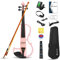 Vangoa 4/4 Elektrische Violine Geige aus Massivem Holz Electric Stille Violine in Volle Größe mit Kolophonium, Tragetasche, Audiokabel, Schulterstütze, Bogen, Rosa
