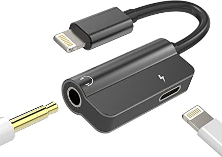 iPhone AUX Adapter Dongle für Kopfhörer Jack Connector 2 in 1 Lightning auf 3,5 mm Splitter Kabel Audio Ladekabel Apple MFI Zertifiziert für 11 12 13 14 Pro Max 7 8 Plus X Xr iPad Kopfhörer-Konverter