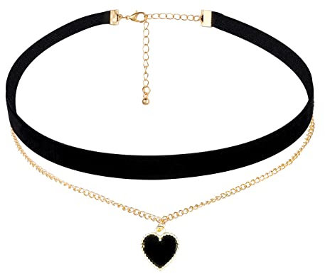 Yolev Black Velvet Choker Necklace Classic Velvet Heart Chokers Necklaces Layered Adjustable Necklaces Jewelry for Women Girls