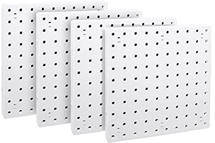 MADOC Wandorganizer aus perforiertem Karton, 4 Stück, weiß, zum Aufhängen an der Wand, perforierte Platte für Bastelarbeiten, Garage, Küche, Wohnzimmer
