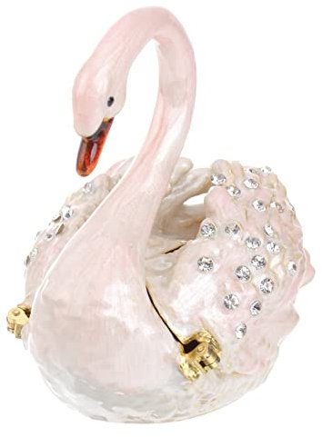 Milisten Schmuckbehälter Wohnaccessoires Schwan Schmuckkästchen Scharnier Emaillierte Schmuckschatulle Ring Ohrringe Schmuck Organizer Bejeweled Tier Sammlerstück Figur für Wohnkultur Ohrring Ständer