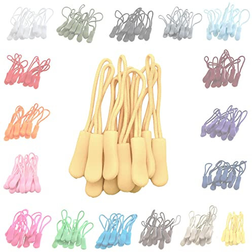 10 Zipper-Schlaufen 70 Farben Reißverschluss-Anhänger Reißverschluss-Verlängerung Pull Anhänger, Farbe:pastellgelb