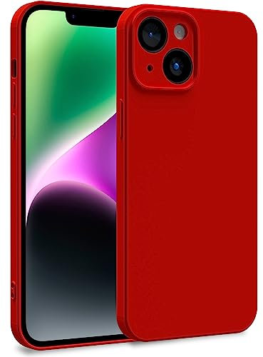 MyGadget Cover per iPhone 14 - Custodia in Silicone Morbido a Doppio Strato – Case con Protezione Fotocamera & Fodera Interna Antigraffio - Rosso