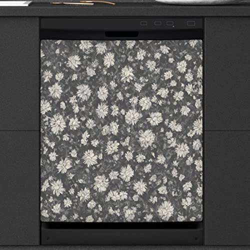 Pannello magnetico per lavastoviglie, motivo floreale vintage margherita, impermeabile, in PVC, adesivo per frigorifero, elettrodomestici, decorazione per porta d'ingresso, copertura magnetica per