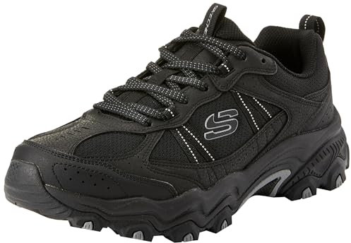 Skechers Stamina At Upper Stitch, Trekking Low Cut Uomo, Black Synthetic/Mesh/Trim, 43 EU