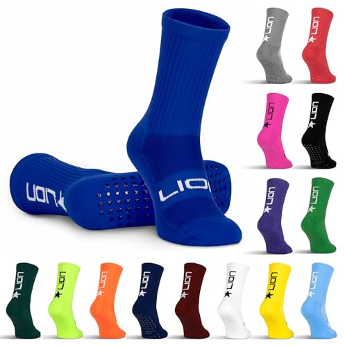 LION SPORTSWEAR Football Grip Socks For Men/Women/Kids - Variety Of Colours To Match Your Team Kit & Sleeve Socks (UK, Alpha, L, Royal Blue)