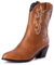 Donne Western Stivali da cowboy with Embroidered Moda Retrò Classico Basic Mid Calf Wide Calf Stivali Cowgirl per donne Ragazze Le signore Light Marrone Numero 39