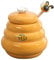 Rouufgeg Ceramic Beehive Honey Pot and Wooden Dipper Honey Jar with Lid Honey Stir Bar for Honey Jar Supplies Kitchen Accessories