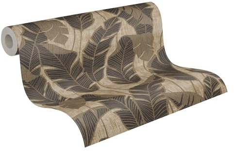A.S. Création Jade 2 Vliestapete mit Dschungelmotiv 10,05 m x 0,53 m - Beige, Schwarz - Grafiktapete in Dschungeloptik Made in Germany - 395024