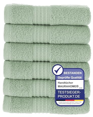 MAURAHOME Luxus Gästehandtücher Set 100% Baumwolle, Hotel & Spa Qualität. 6 Große Gästehandtücher 30X50, Schnell Trocknende Frottiertücher, Weich, Plüschig und Stark Saugfähig