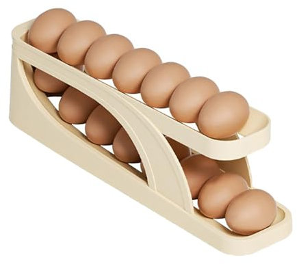 RUDFUZ Automatic Scrolling Egg Rack Holder Storage Box Egg Basket Container Organizer Refrigerator Egg Dispenser For Kitchen
