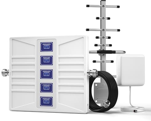Amplificador de Señal de Telefono Movil 4G LTE 3G 2G, Amplificador Señal Movil Compatible con Frecuencias 20/8/3/1/7 5 Bandas 800/900/1800/2100/2600MHz Compatible con Yoigo, Orange, Vodafone, etc.