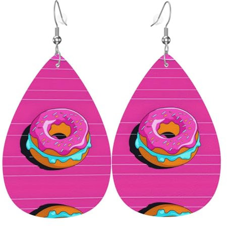 Süße Donut-Ohrringe, Tropfenform, 2 Stück, stilvoll und schön, leicht, baumelnd für Frauen und Mädchen, Einheitsgröße, Leder