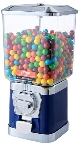 VEVOR Gumball Machine, 17H Home Candy Vending Machine, PC Gumball Dispenser, Bubble Gum Machine for Game Stores, Coin Operated Gumball Bank for Toy Capsules Bouncy Balls Candy, Blue