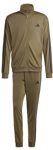adidas Herren SPORTSWEAR BASIC 3 STRIPES TRICOT TRACKSUIT, Olive Strata, XL Tall