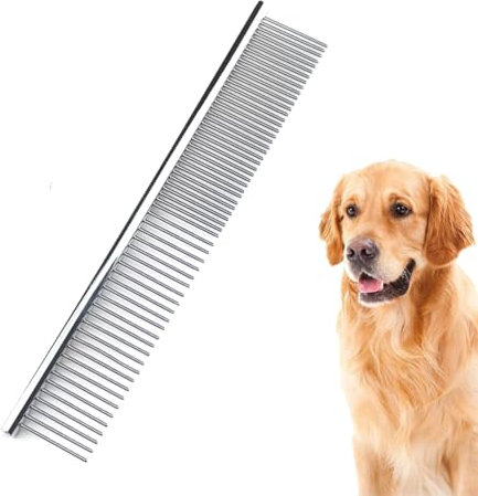 Peigne à chien 2 en 1 en acier inoxydable, peigne à chien professionnel, peigne à chat, peigne de toilettage pour animaux de compagnie