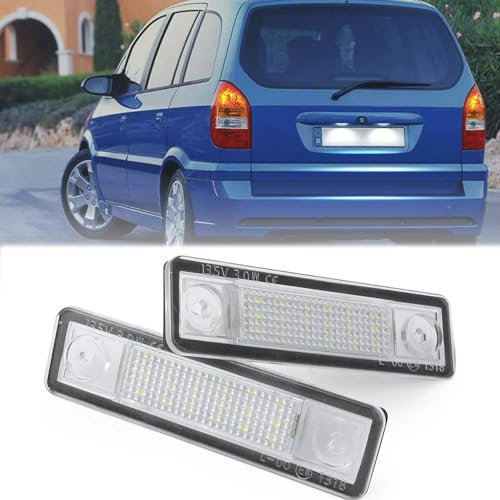 BHZNGD 18 Nummernschildbeleuchtung, fehlerfrei, 12 V, 6000 K, weiße Nummernschildbeleuchtung, kompatibel mit Opel Astra F G Corsa B Omega A B Zafira A Vectra B Signum, 2 Stück