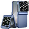 Doeshine für Samsung Galaxy Z Flip 7 FE/Z Flip 6 Hülle, Privacy Displayschutzfolie & Scharnierschutz, Schutzhülle Rutschfester Textur, Hard PC Rugged Kratzfest Stoßfest Handyhülle Case (Blau)