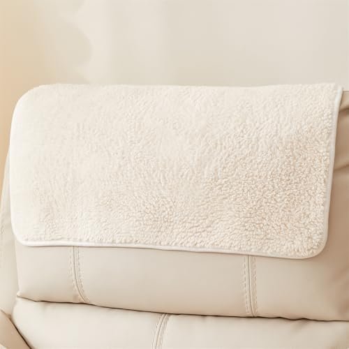 NOPEXTO Anti-Slip Armchair Storage Bag, Headrest Covers for Chair Head Covers Furniture Winter Warm Sofa Headrest Leather Protector (Headrest,Beige)