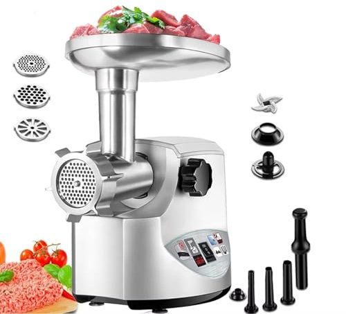 DISHENGZHEN Electric Meat Grinder, Heavy Duty 3000W Max Powerful Electric Meat Mincer, Home Sausage Stuffer Meat Mincer Food Processor, Stainless Steel Electric Meat Grinding Machine
