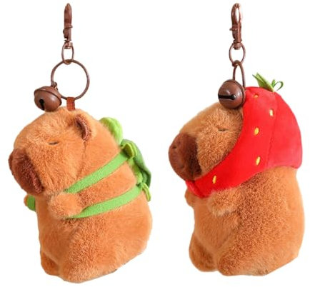 2 llaveros de peluche Capybara, Juguete De Peluche Capybara, Capybara Peluche Realista, Simulación Carpincho Juguetes, juguetes Capybara, colgantes para mochila, regalo de cumpleaños
