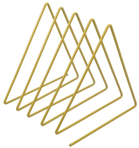 ROMISBABA Triangle Metal Magazine Organizer Rack Space-saving Desktop Storage for Office and Home Golden Art Design for Efficient Organization of Books Folders and Magazines