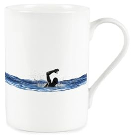 Purely Home Swimming Mug - Outdoor Watersports Swimmer Gift/Present - Bone China Tea/Coffee Cup
