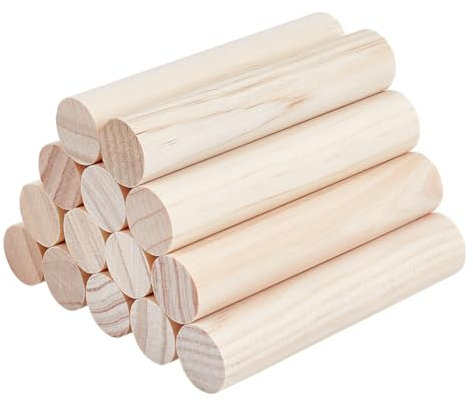 OLYCRAFT 14Pcs Bâtons Ronds en Bois Tiges 100x20mm Chevilles Rondes Vierges Bandes de Chevilles Rondes Tiges de Chevilles en Bois Non Finies Bandes pour Bricolage Artisanat Construction Modèle