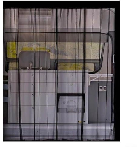 MeevrgR Magnetische Fliegengittertür für Wohnmobil, 180,3 x 149,9 cm, schwarzer Netzvorhang für Sprinter/Transit/Prolaster – Insektenschutz für Wohnmobile und Transporter