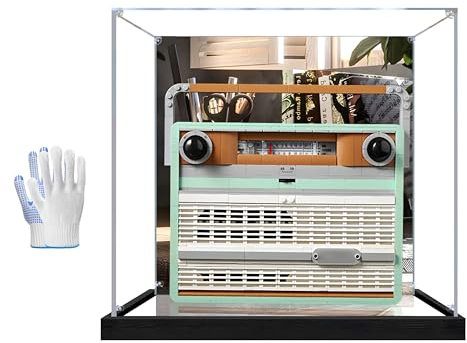 Vetrina in acrilico per radio retrò L-e*g-o 10334, scatola espositiva in acrilico, regalo, scatola antipolvere (senza modello) (sfondo personalizzabile) (base a specchio+sfondo-3 mm)