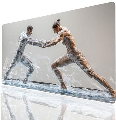 Abstract Mouse mat Couple Gaming Mouse Pad Large 32x12x0.12 In Stitched Edges Washable, Desk Mat Non-Slip Rubber Base, Mousepad Improves Speed Precision for Laptop PC Wireless Keyboard Model-11133