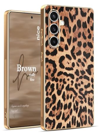 YUECXIN Hülle für Samsung Galaxy A55 5G, Luxuriöse Einfache Modische Handyhülle mit braunem Leopardenmuster, Ultra Dünn Stoßfest TPU Schutzhülle für Mädchen Frauen. Leopard