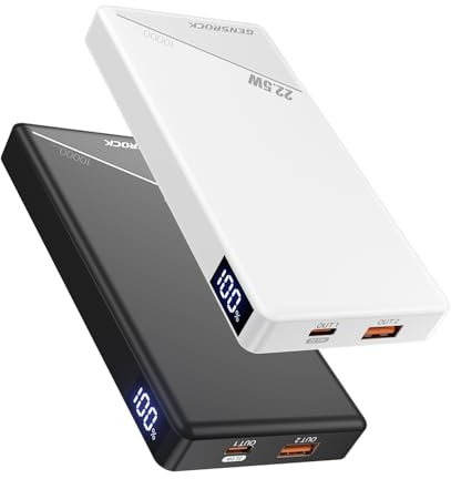 GENSROCK 2 Pack Portable Charger Power Bank 10000mAh, PD 22.5W Fast Charging Power Bank,LED Display Battery Pack for iPhone17/16/15/14/13 Series, Samsung, Google, Pixel, LG, iPad