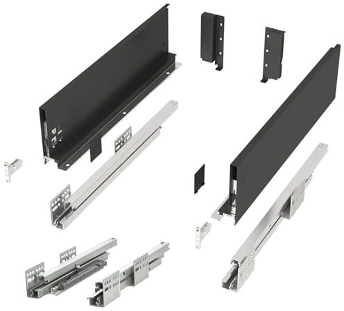 SOTECH Schubladensystem JUNKER SLIM mit Push to Open anthrazit Höhe 116 mm | Tiefe 450 mm bis 35 Kg belastbar Schublade mit 13 mm schlanken Schubladenzargen