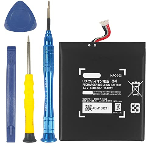 HAC-003 Battery Replacement 4310 mAh Compatible with Nintendo Switch 2017 Game Console HAC-001 Internal Battery with Screwdriver Repair Tool Kit
