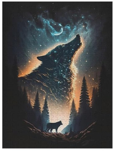 Puzzles Wolf, 500 Teile, Puzzle Aus Holz Für Erwachsene Und Kinder Ab 12 Jahren, Lernspielzeug 55×41cm